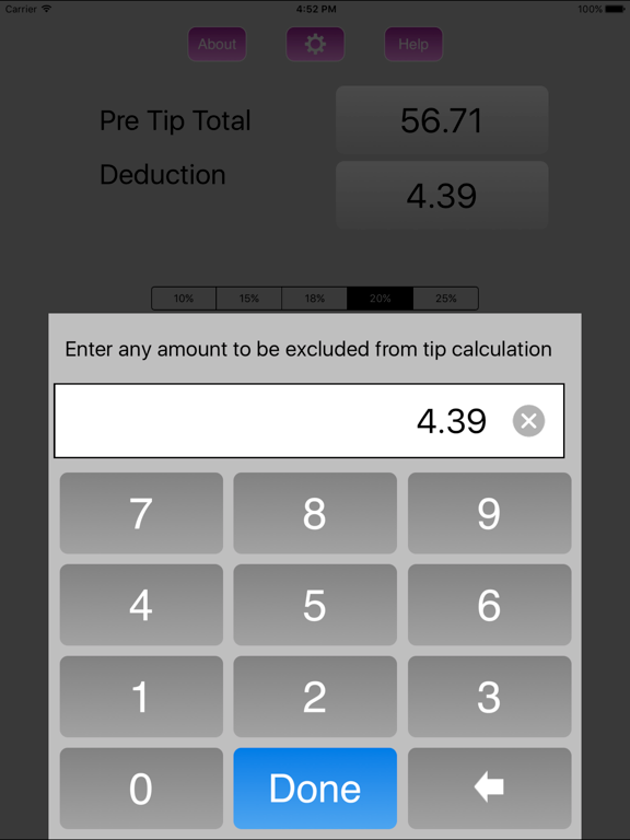 Nilnoc TipCalc iPad screenshot 2 - Utilities app