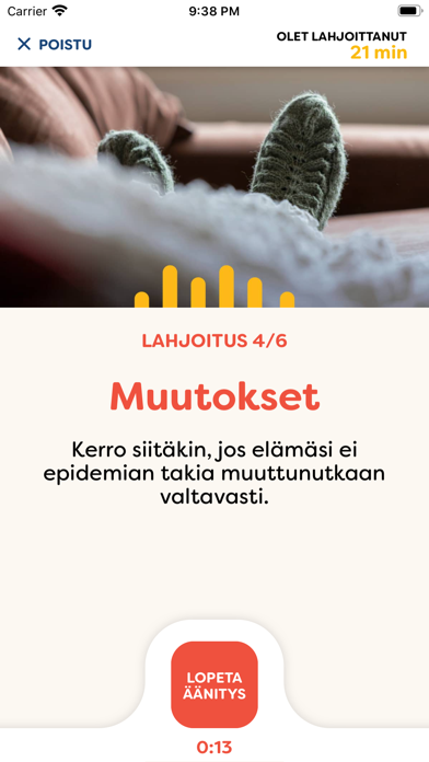 Lahjoita puhetta Screenshot