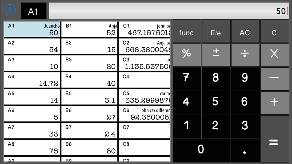 #3. Calculator SpreadSheet (iOS) 由: Juancho Enterprises