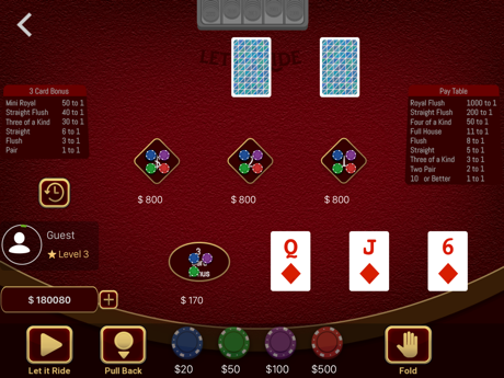 Cheats for Let it Ride Poker Casino