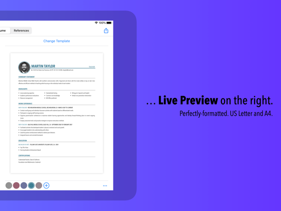 Resume Builder by Nobody iPad screenshot 4 - Business app