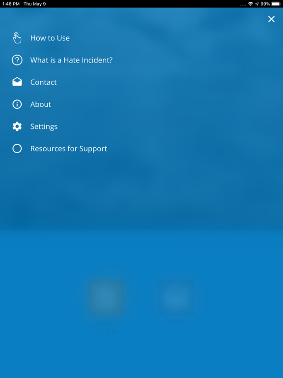 Hate Incident Reporting System iPad screenshot