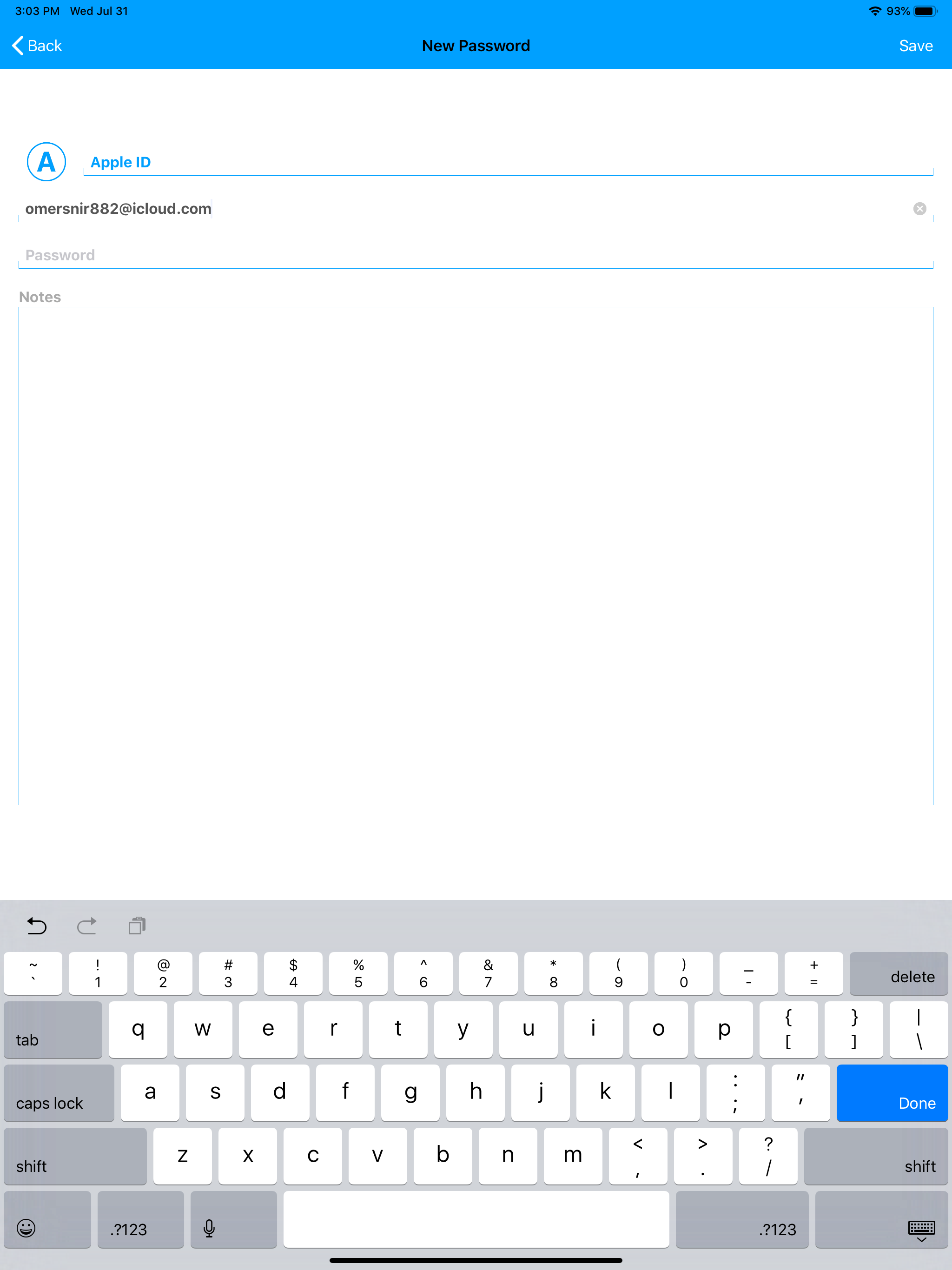 My Passwords Keyboard