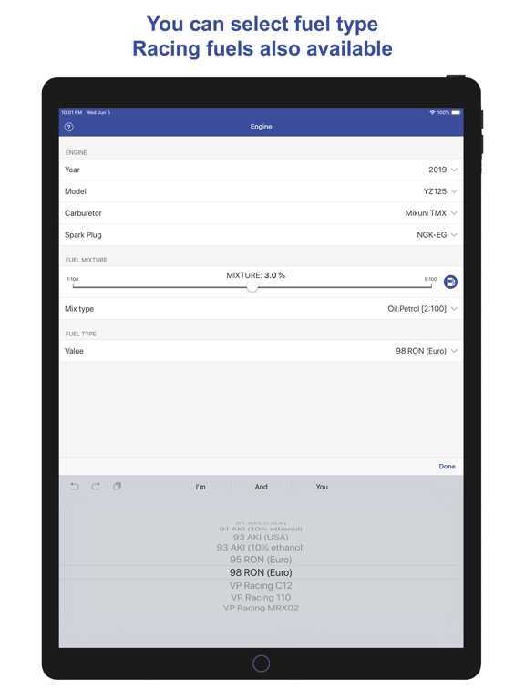 Jetting Yamaha YZ 2T Moto iPad screenshot 4 - Sports app