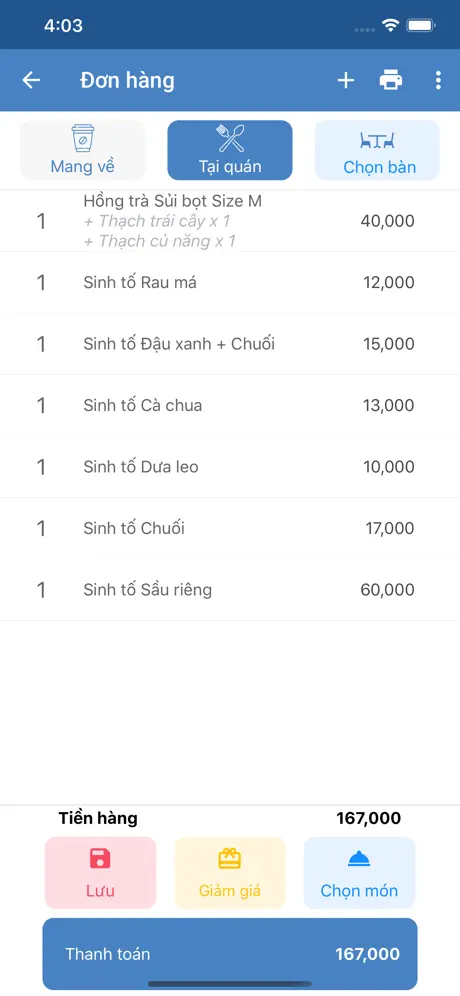 Suno F&B Gọi món