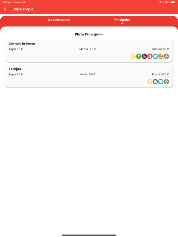 Menu App iPad screenshot