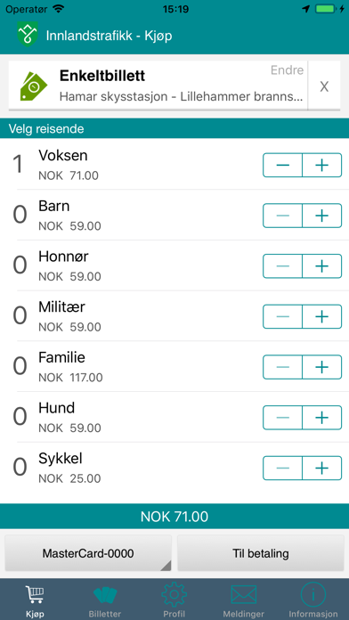 Innlandstrafikk Billett Screenshot