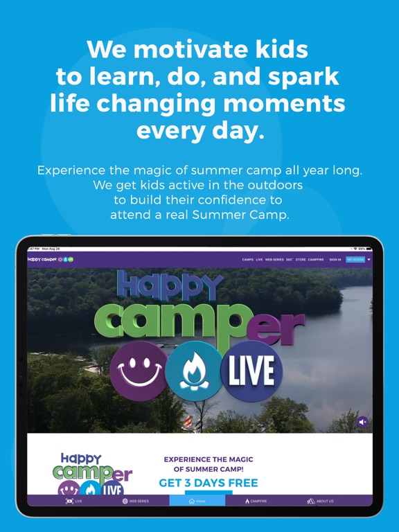 HAPPY CAMPER LIVE iPad screenshot 3 - Education app