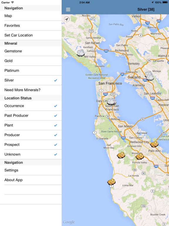 Where to Find Gold and Silver iPad screenshot 5 - Navigation app