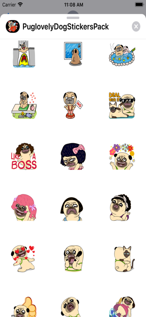 Pug love Dog Stickers Pack(圖7)-速報App
