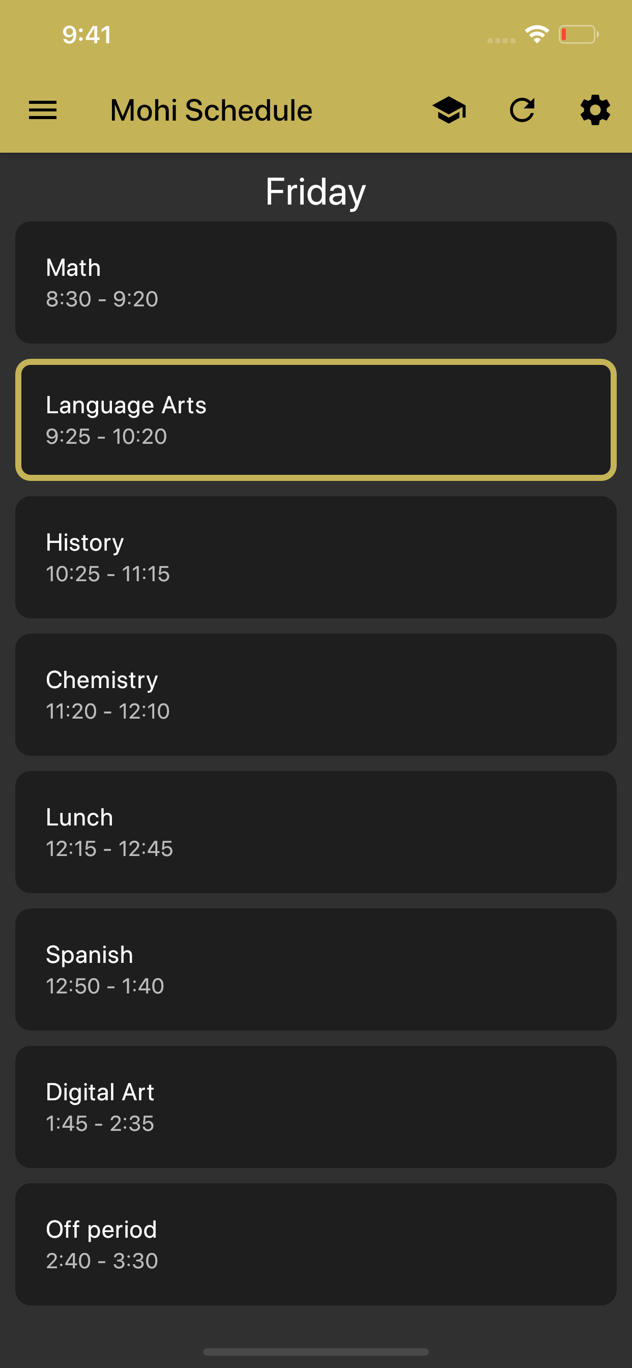 Monarch Bell Schedule