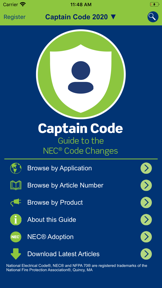 Captain Code NEC Code Changes screenshot