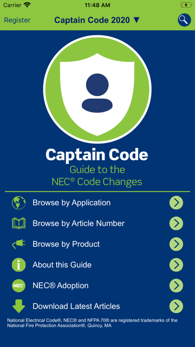 Captain Code NEC Code Changes Screenshot