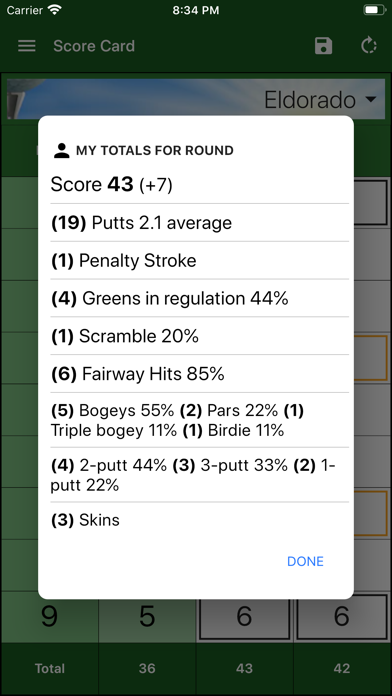 EasyScore Golf Scorecard Screenshot