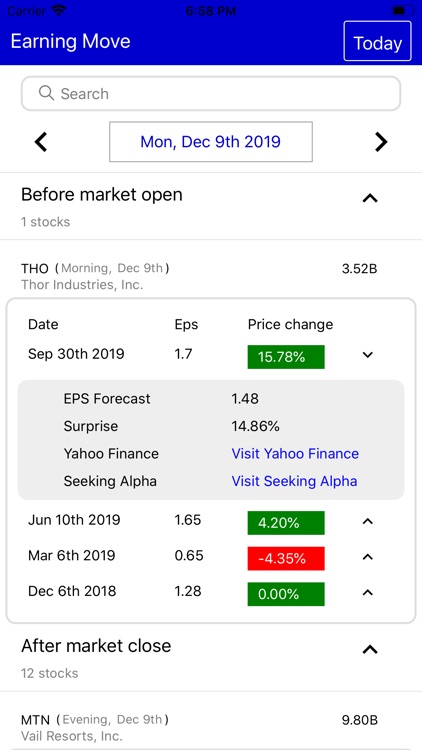Earnings Move