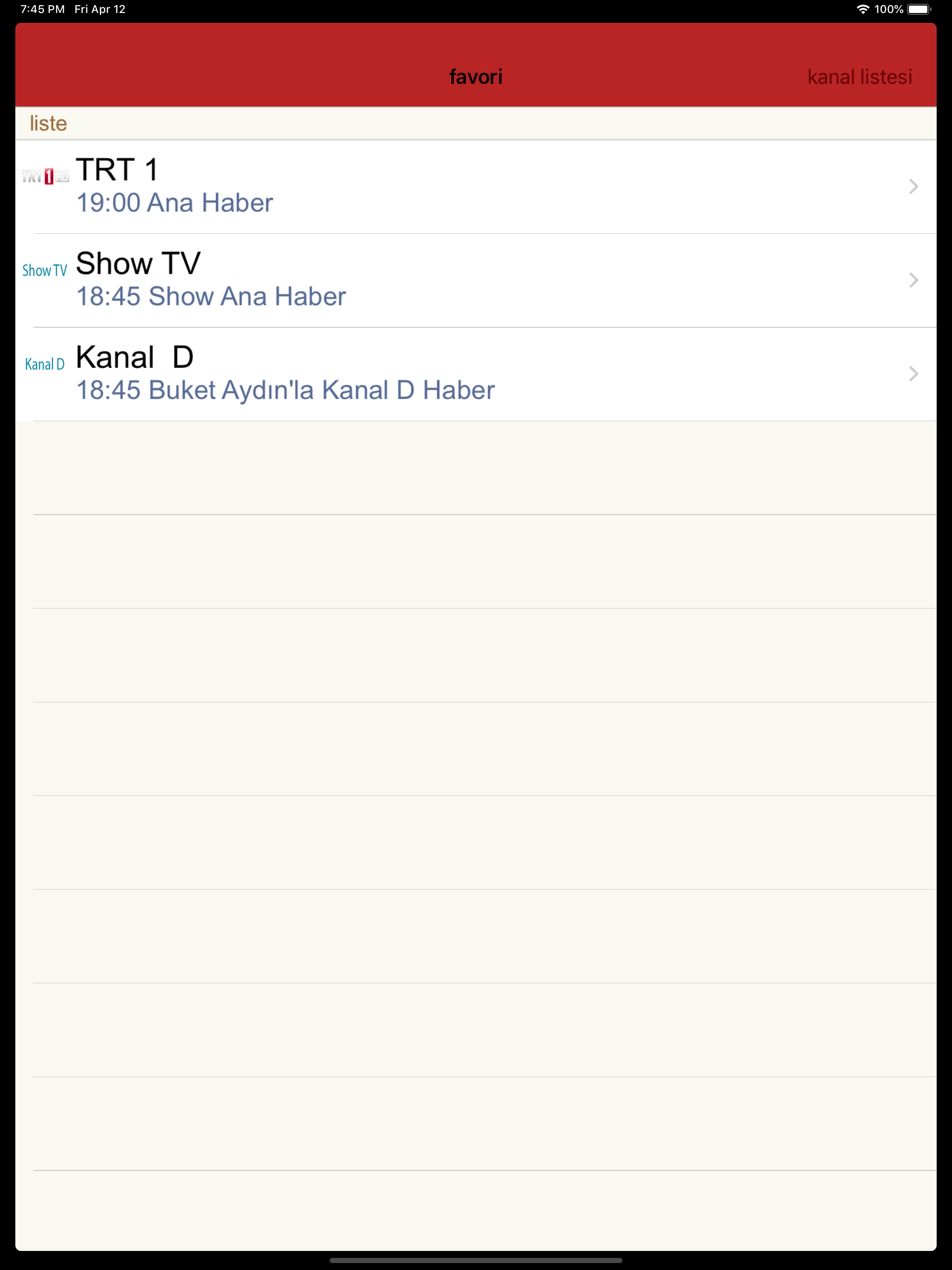 türkiye televizyon listeleri