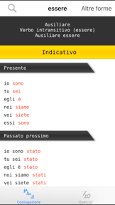 Italian verbs conjugation screenshot