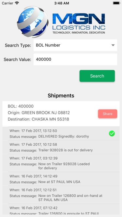 MGN Mobile Tracker app screenshot