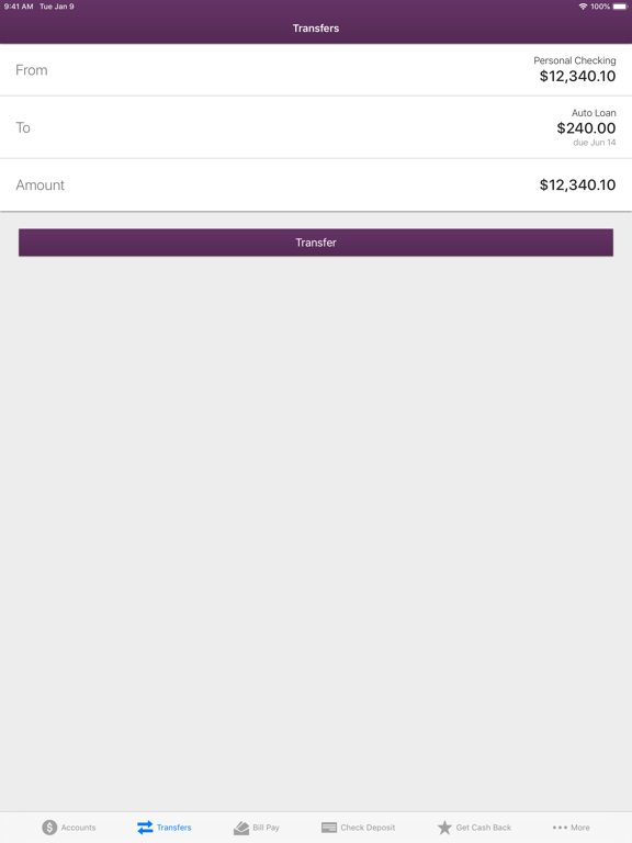 BankFive Mobile iPad screenshot 4 - Finance app