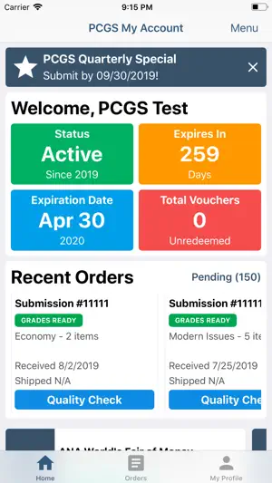 PCGS My Account screenshot 1