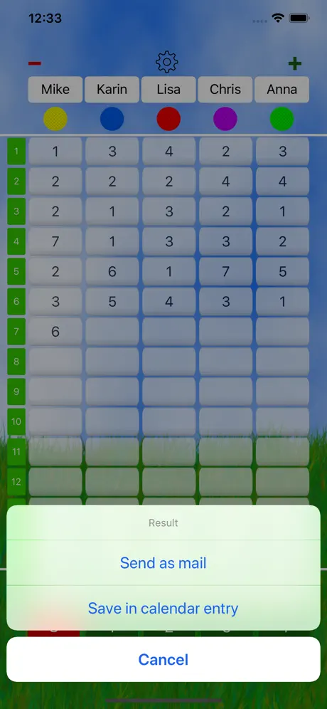Mini Golf Score Card