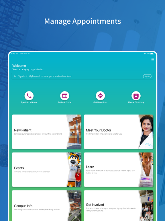 MyRoswell iPad screenshot 1 - Medical app