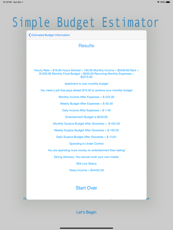 Screenshot #5 for Simple Budget Estimator