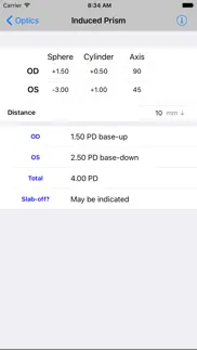 optics clinical calculator iphone screenshot 2