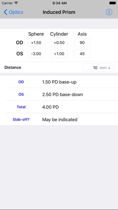 Screenshot #2 pour Optics Clinical Calculator