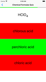 Chemical Formulas Quiz screenshot