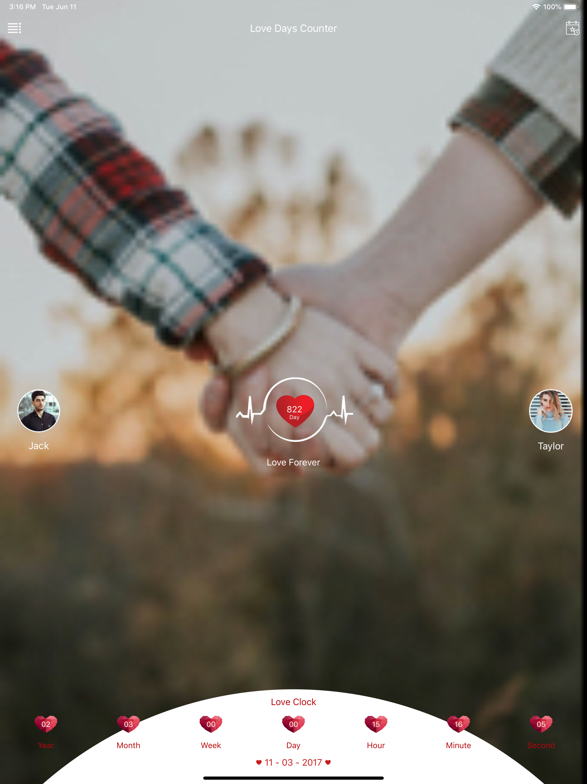 Love Days Counter, Love Memory