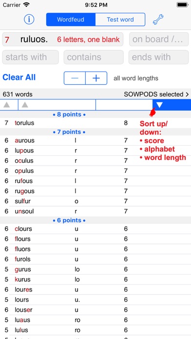 Words Finder Wordfeud/SOWPODS Screenshot