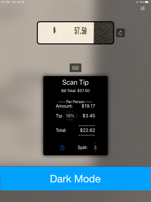 Scan Tip - Tip Calculator iPad screenshot 3 - Food & Drink app