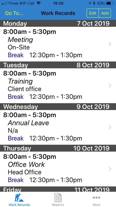 Work Diary screenshot 1 of 5
