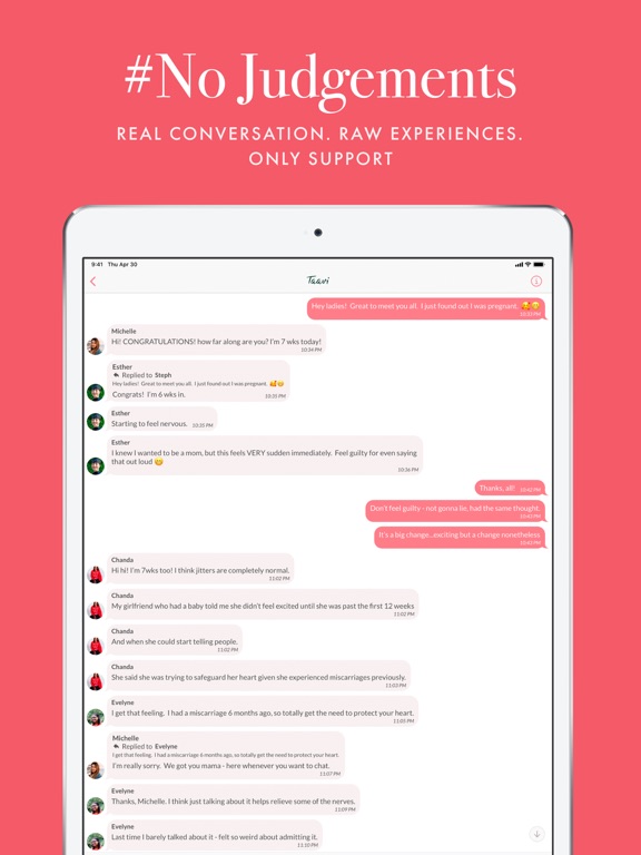 Taavi - Pregnancy & Mom Groups iPad screenshot 4 - Social Networking app