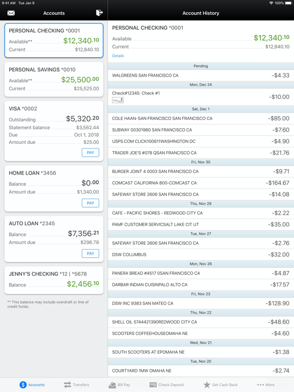 Pittsford FCU Mobile Banking iPad screenshot 4 - Finance app