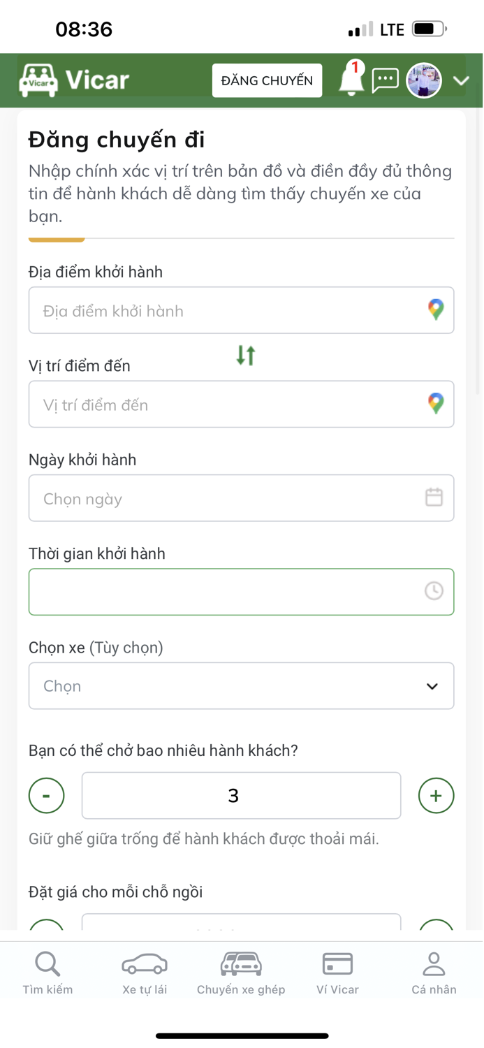 Vicar - Ứng dụng xe ghép
