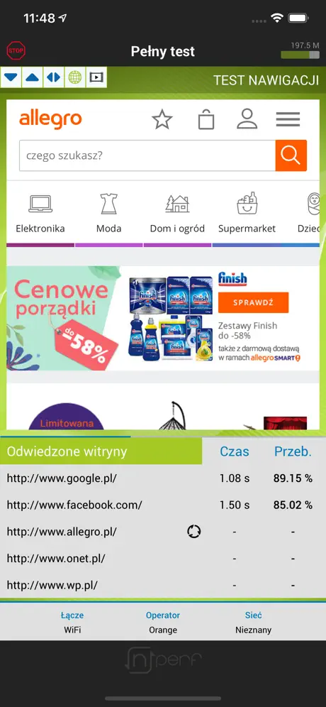 nPerf internet speed test