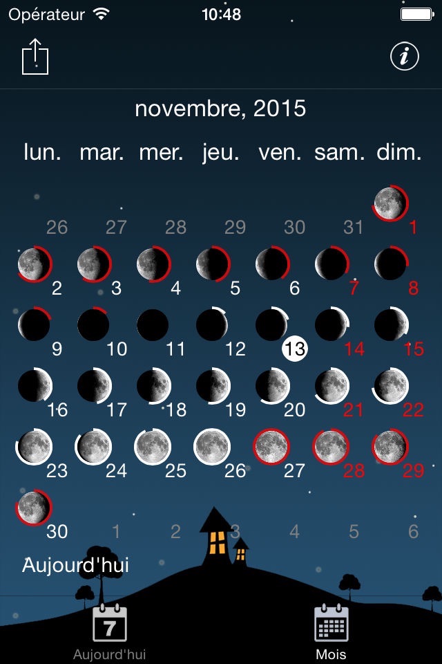 Sky and Moon phases calendar screenshot 4