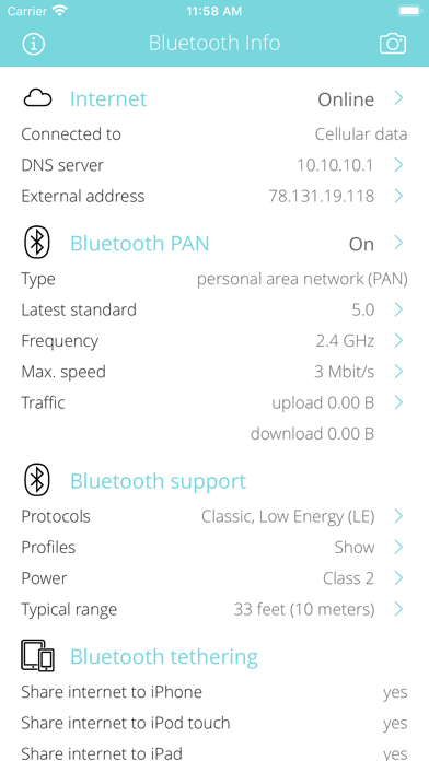 Bluetooth Info Screenshot