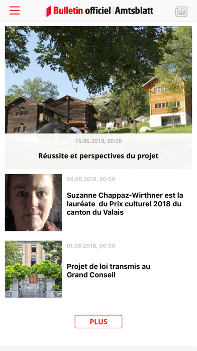 Bulletin officiel Valais Screenshot