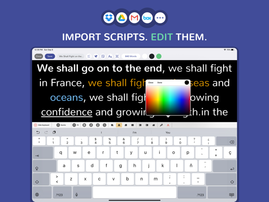Teleprompter Pro · Prof Hornet iPad app afbeelding 5