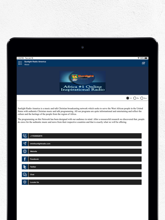 Sunlight Radio America iPad screenshot 5 - Music app