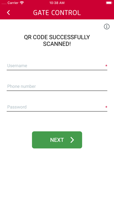 Gate Control User Screenshot