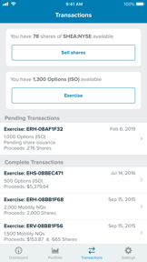 Stock Plan screenshot