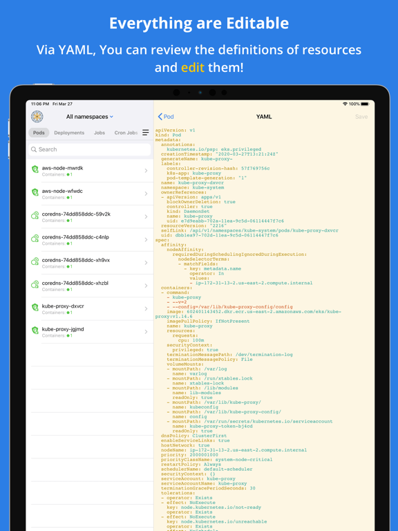 Kuber - Kubernetes Dashboard iPad screenshot 4 - Developer Tools app