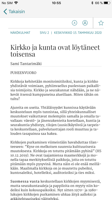 Turun Sanomat näköislehti Screenshot