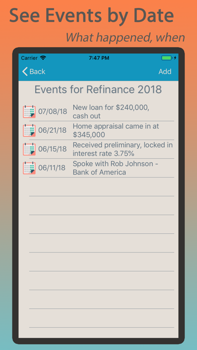 Tracker - Events and Notes Screenshot