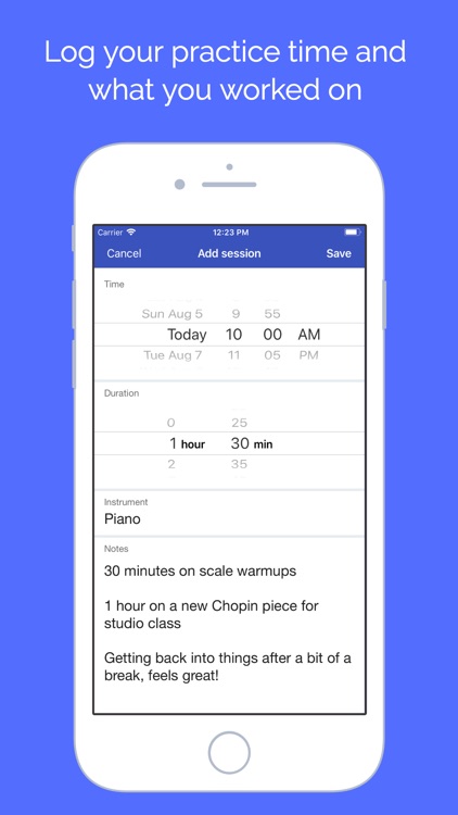 Sessions - Practice Log
