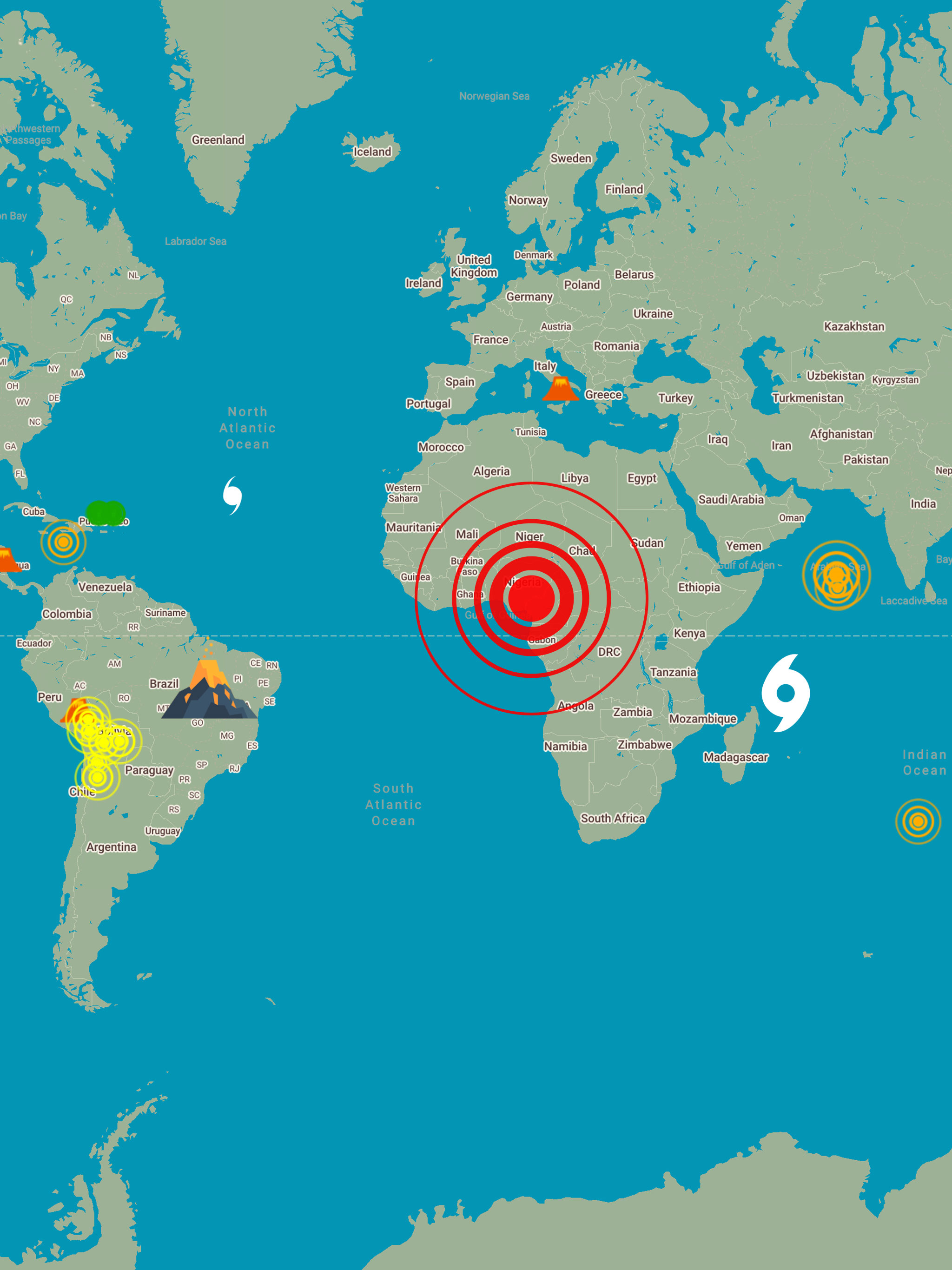 EarthQuakes Map & Volcanoes